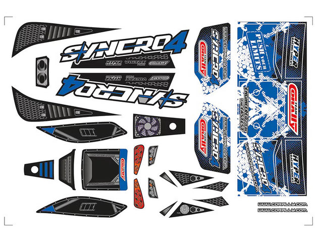 TEAM CORALLY BODY DECAL SHEET SYNCRO 4 BLUE 1PC