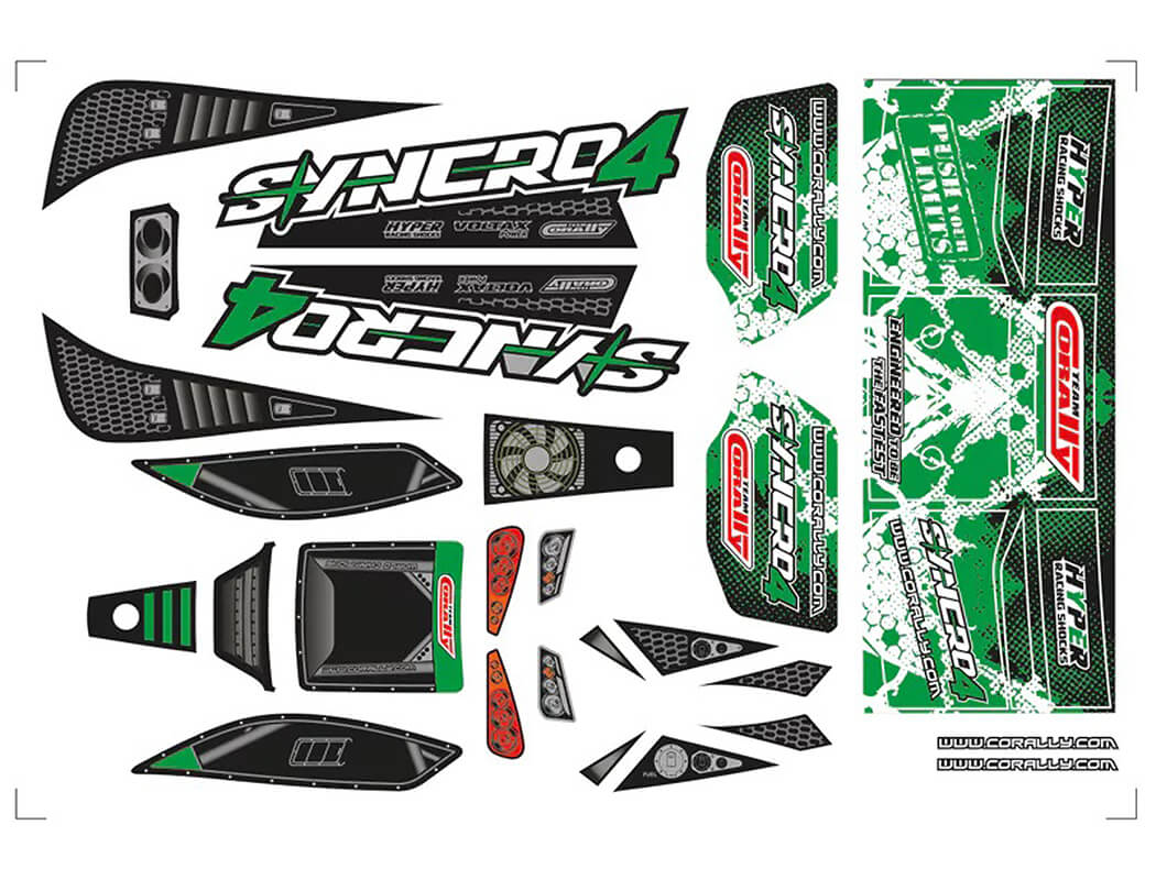 TEAM CORALLY BODY DECAL SHEET SYNCRO 4 GREEN 1PC