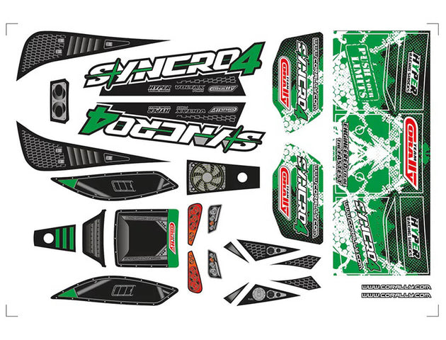 TEAM CORALLY BODY DECAL SHEET SYNCRO 4 GREEN 1PC