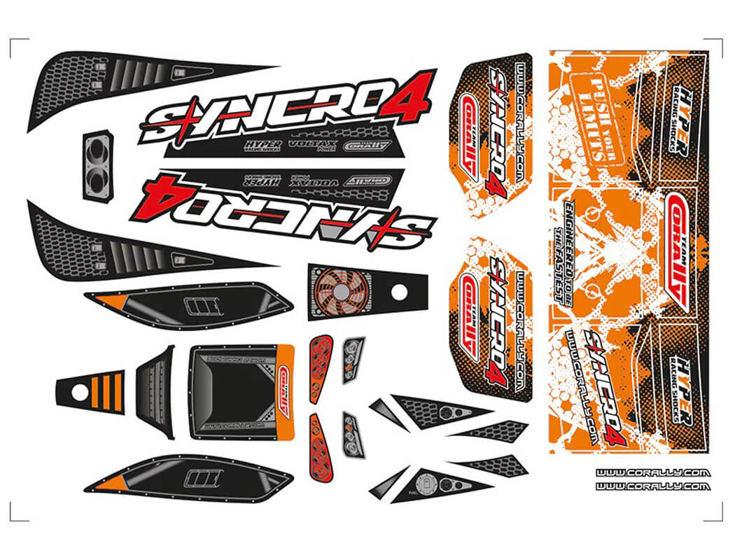 TEAM CORALLY BODY DECAL SHEET SYNCRO 4 ORNAGE 1PC