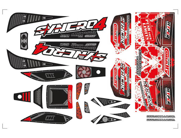 TEAM CORALLY BODY DECAL SHEET SYNCRO 4 RED 1PC