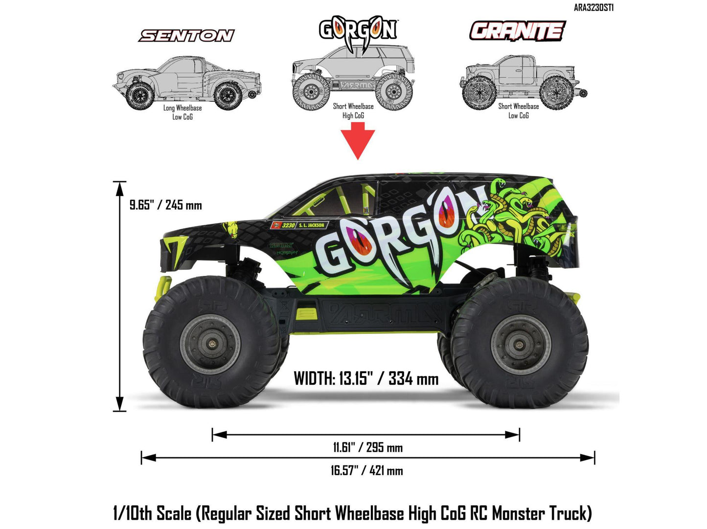 1/10 GORGON MEGA 550 2WD MT with Battery & Charger Yellow