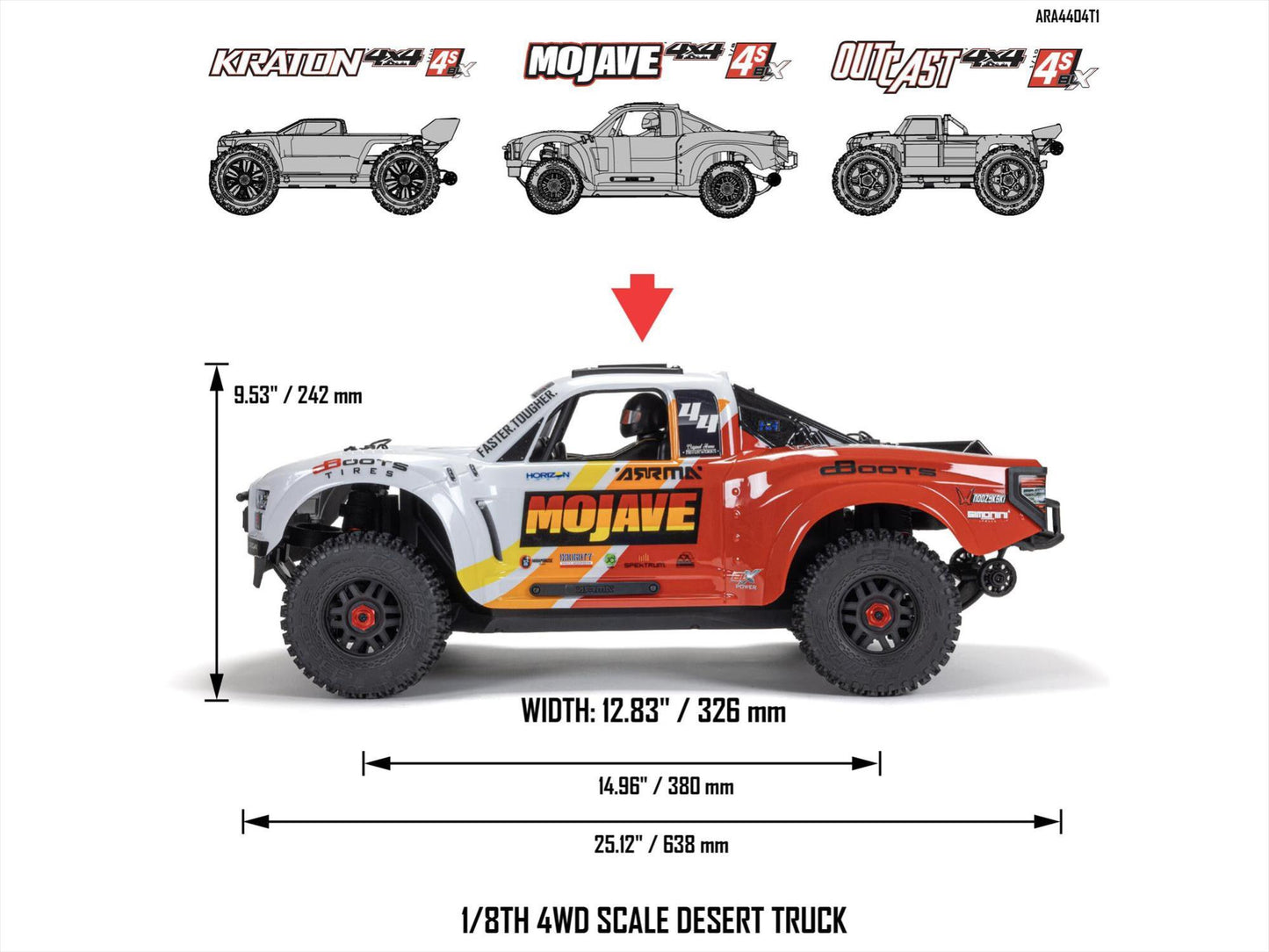 1/8 MOJAVE 4S 4X4 BLX DT (with Centre Diff) RTR Blue