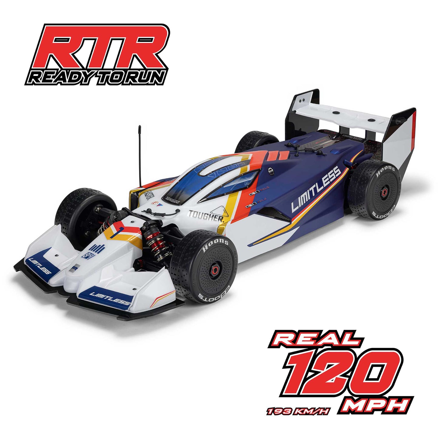 ** PREORDER 05-10-2025 ** 1/7 LIMITLESS 8S AVC 4X4 RTR BLX Street Speed, SPEED MACHINE White/Blue C-ARA7816T2