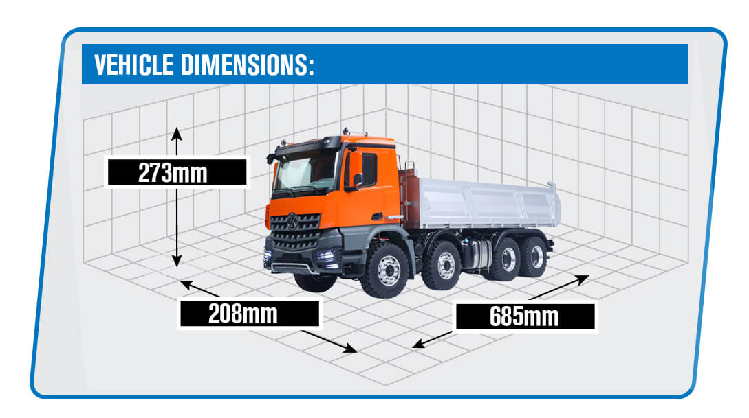 HUINA K5701 1/14 KABOLITE DUMP METAL 8X8 TRUCK 2-SPEED ORANGE