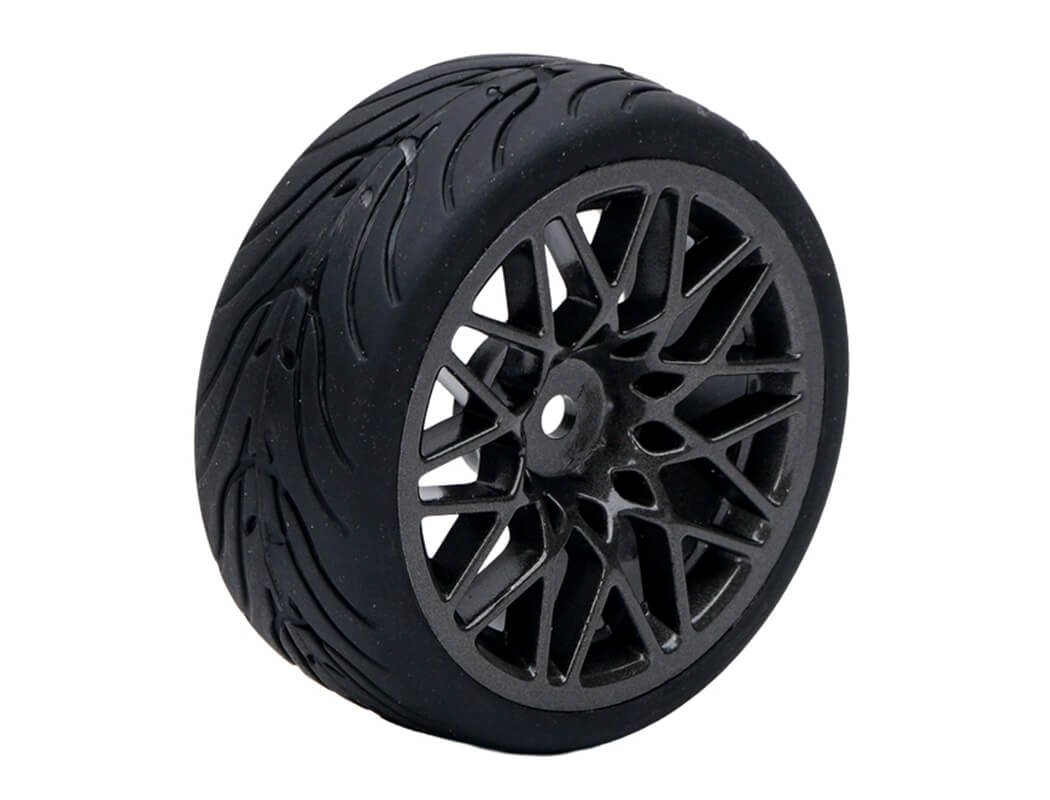 FASTRAX 1/10 STREET/TREAD TYRE STAR SPOKE GUN METAL WHEEL COMPLETE SET OF 4