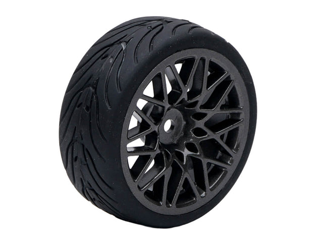 FASTRAX 1/10 STREET/TREAD TYRE STAR SPOKE GUN METAL WHEEL COMPLETE SET OF 4