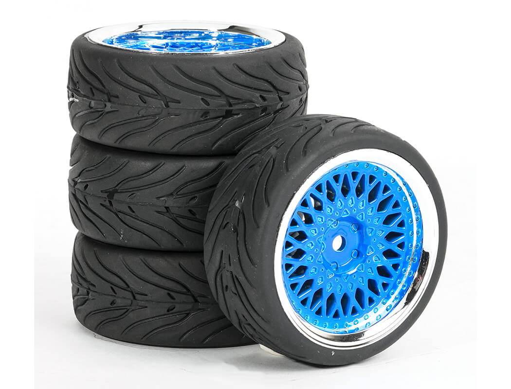 FASTRAX 1/10 STREET/TREAD TYRE CLASSIC BLUE/CHROME WHEEL