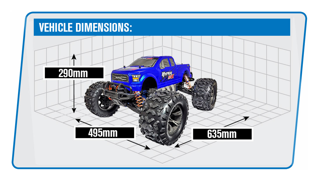 HOBAO HYPER MONSTER TRUCK X ELECTRIC WITH HW150A ESC - BLUE