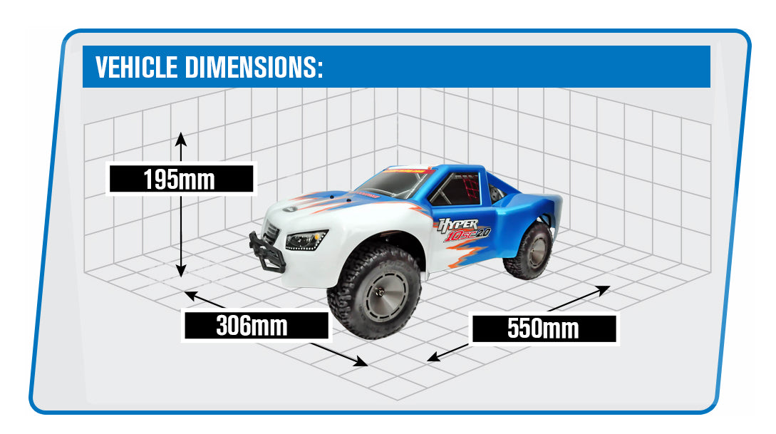 HOBAO HYPER 10SC 2.0 ELECTRIC TRUCK RTR WITH BLUE/WHITE BODY