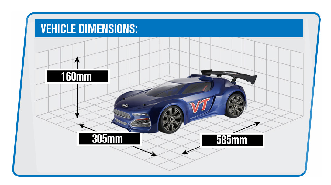 HOBAO HYPER VT ONROAD RTR W/150A ESC 18KG SERVO,2.4GHZ RADIO - BLUE
