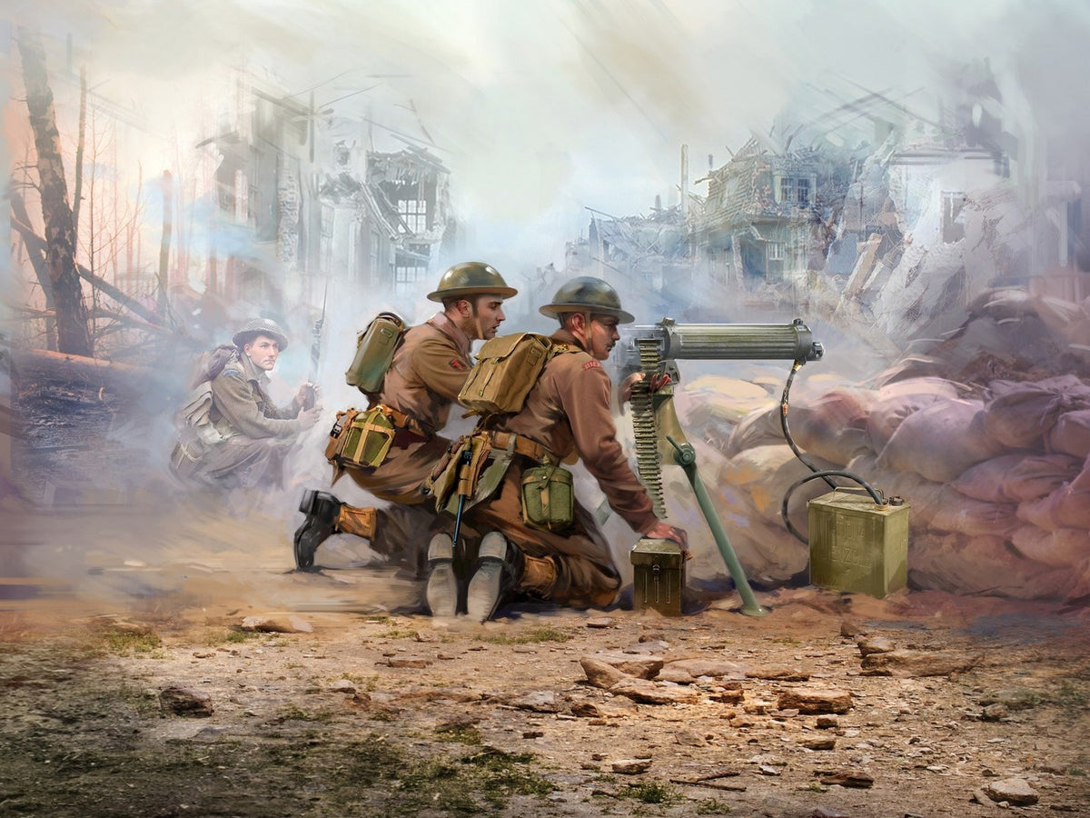 WWII British Vickers MG Crew (Vickers MG & 2 Figures)