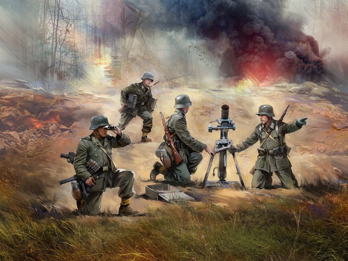 WW2 German Mortar GrW 34 with Crew (Mortar & 4 Figures)
