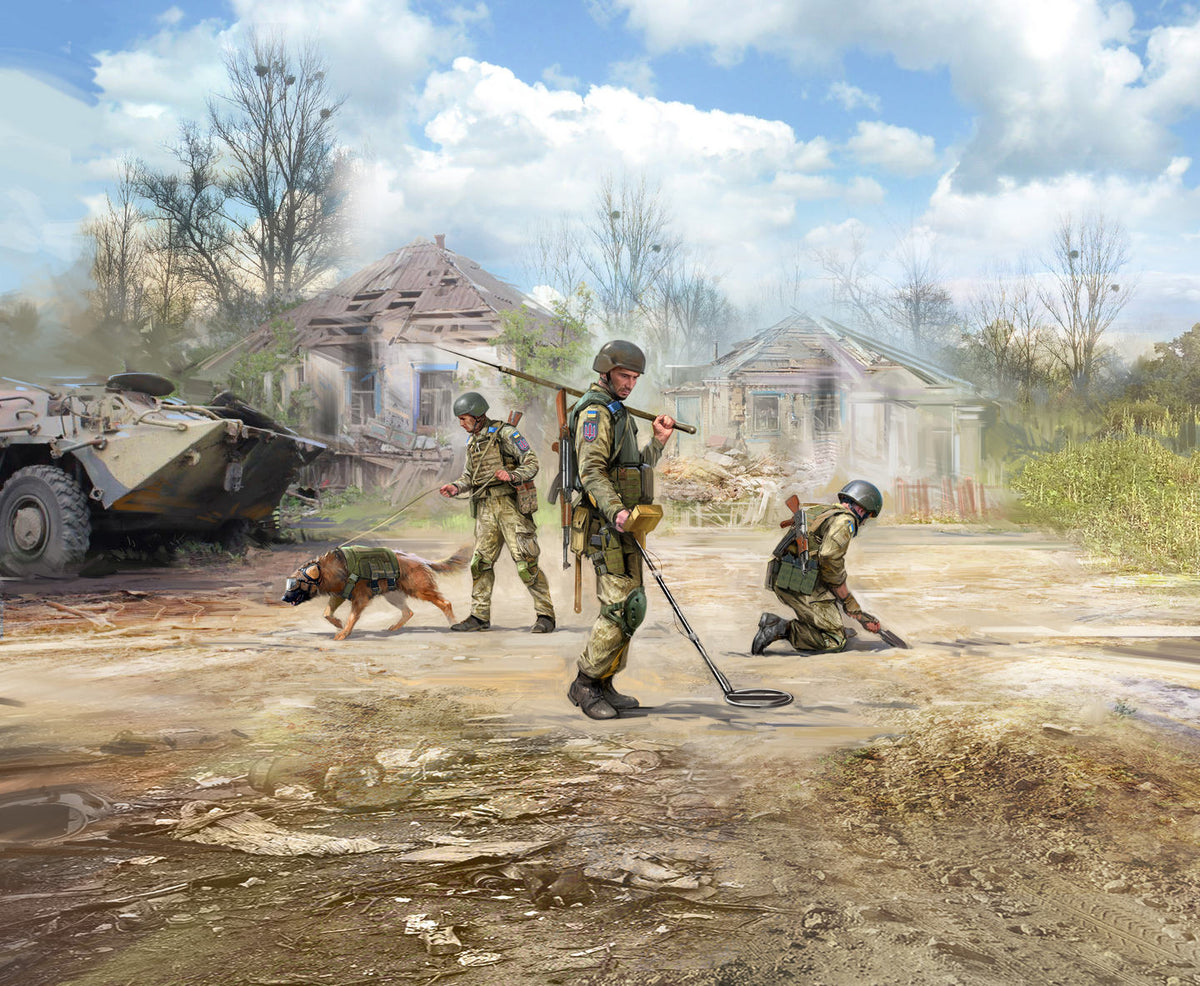 "To Be Ahead To Save The Life" Sappers of the Armed Forces of Ukraine (3 Figures & Dog)