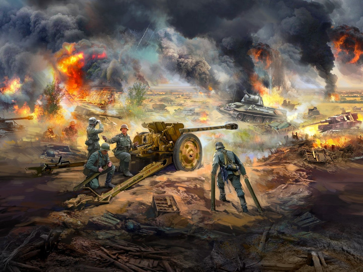 Battle of Kursk Set (July 1943) T-34-76 (Early 1943) & Pak 36(r) with 4 Crew Figures