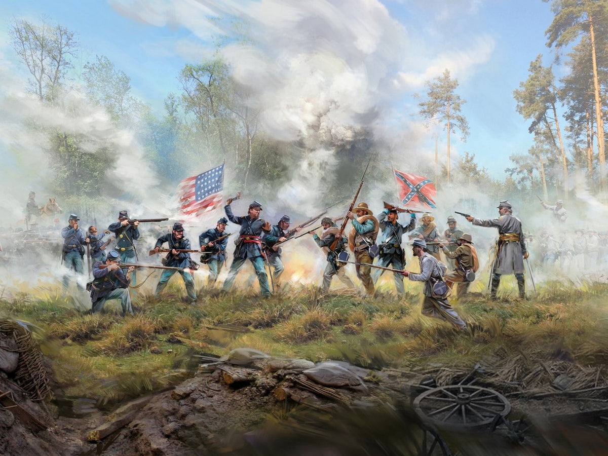 Fierce Battle American Civil War with 16 Figures