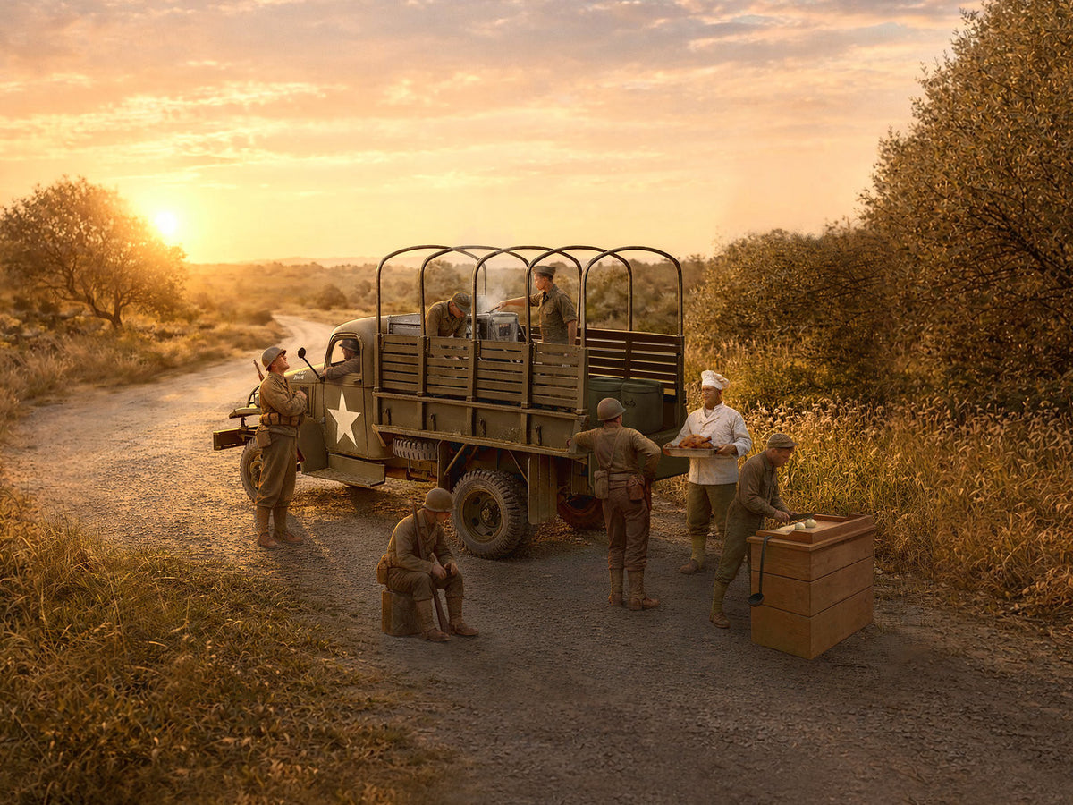 Festive Dinner on the Front Line (U.S. WWII G7117 Kitchen Truck with Figures & Accessories)