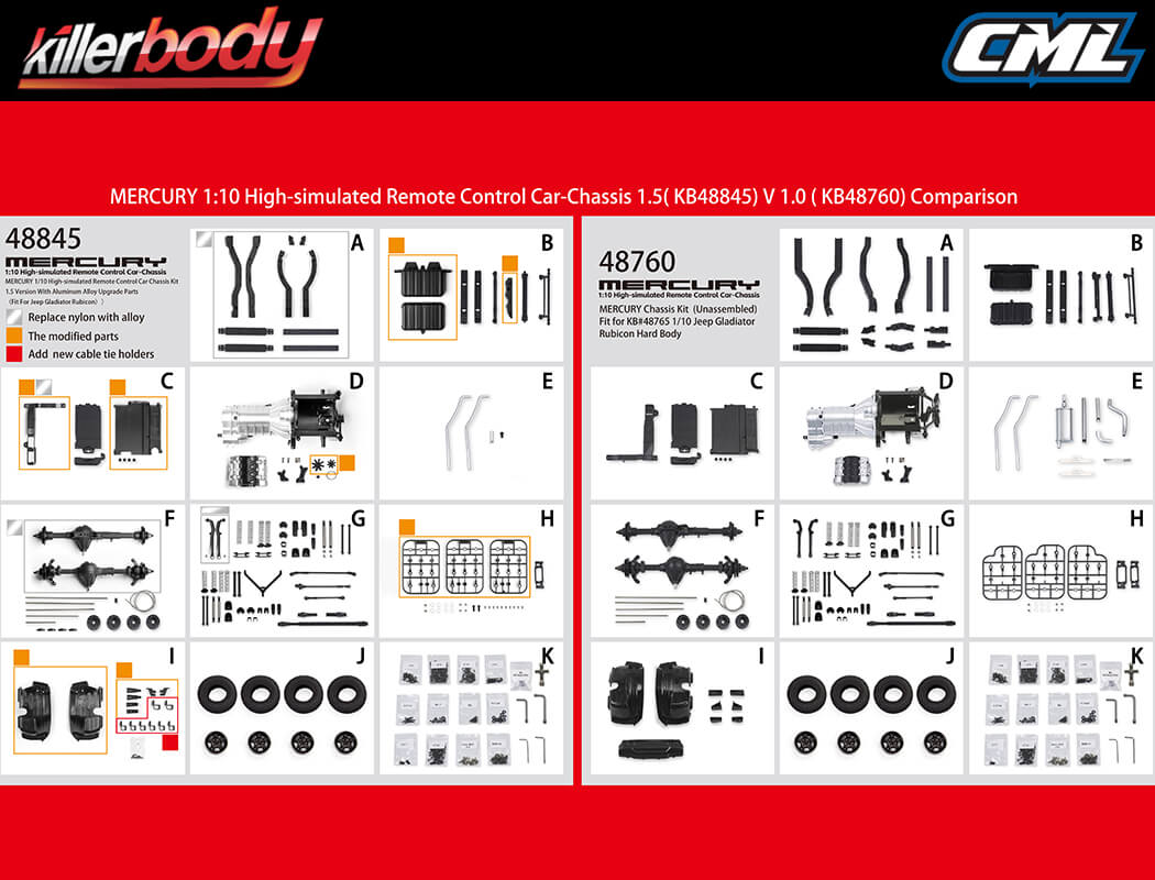 KILLERBODY 1.5V MERCURY KIT FITS KB48765 JEEP RUBICON BODY
