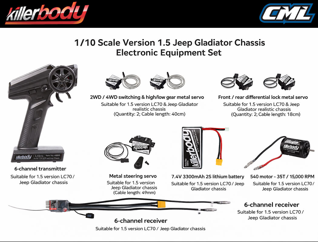 KILLERBODY 1.5V MERCURY KIT FITS KB48765 JEEP RUBICON BODY