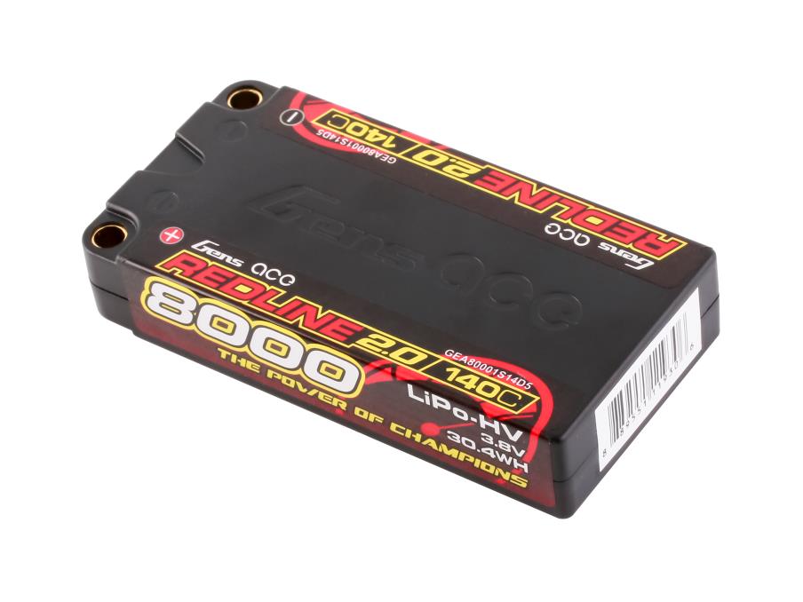 Li-Po HV Car Hard Case 1S2P 3.8V 8000mAh 140C RL2 Short 5mm - RC Hobby Product