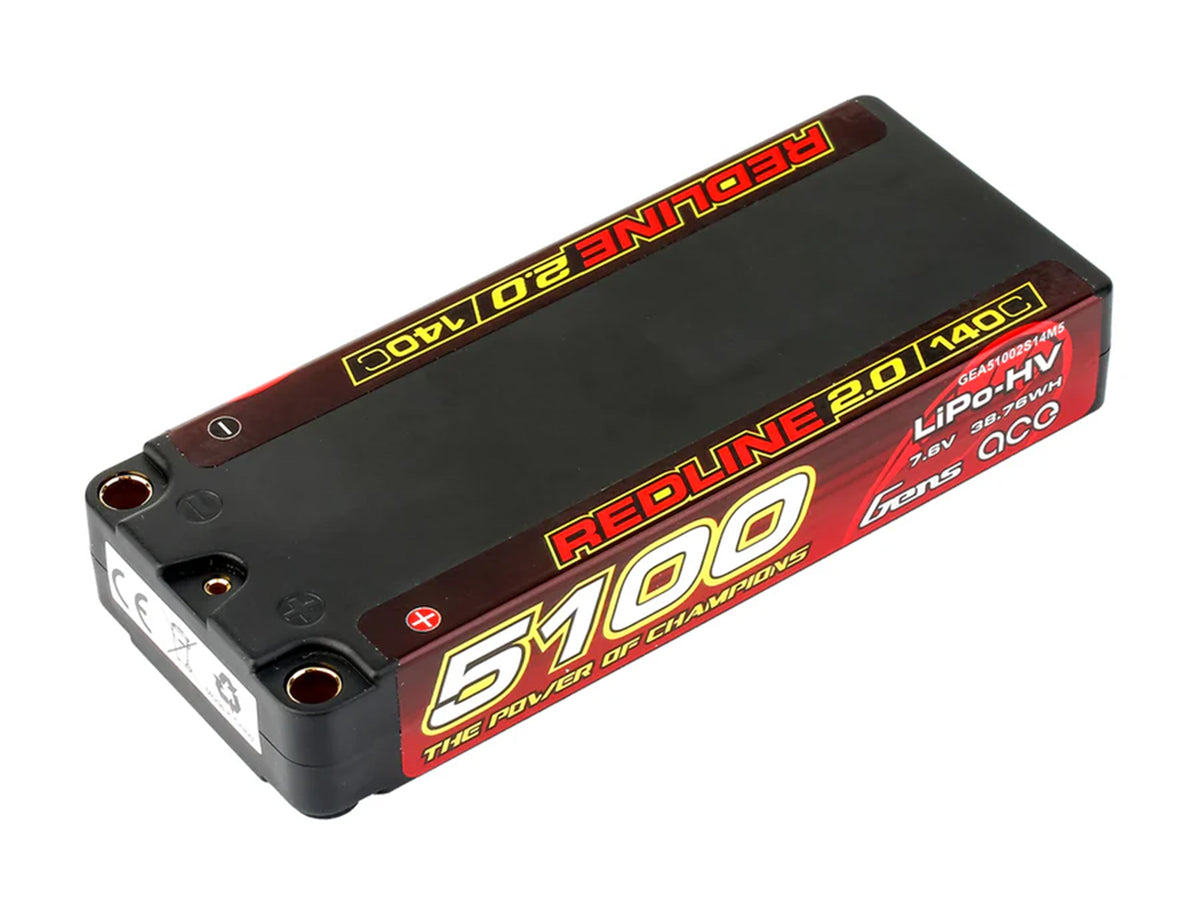 Li-Po HV Car Hard Case 2S1P 7.6V 5100mAh 140C with 5mm