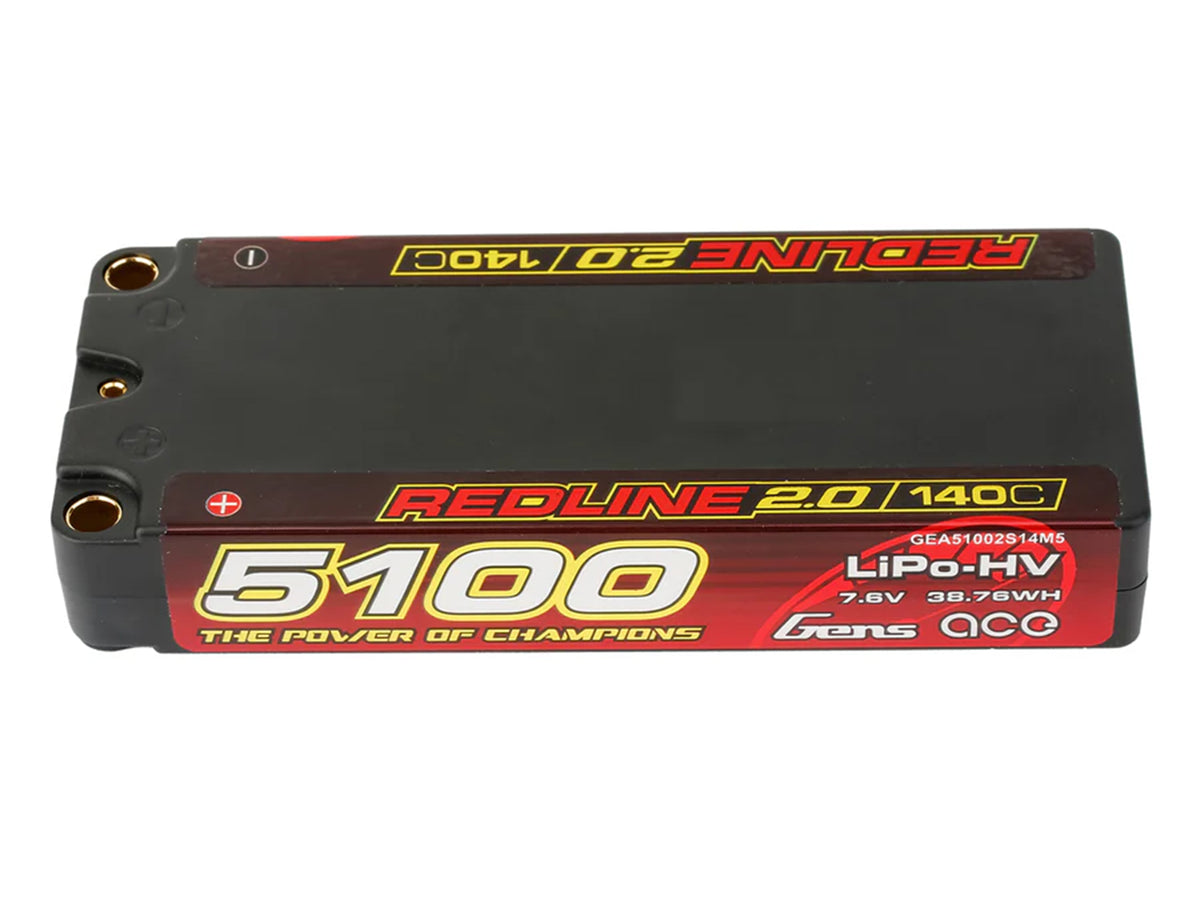 Li-Po HV Car Hard Case 2S1P 7.6V 5100mAh 140C with 5mm
