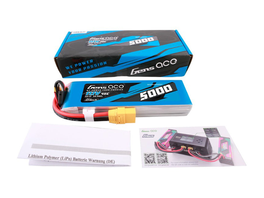 Li-Po G-Tech 3S 11.1V 5000mAh 45C with XT90
