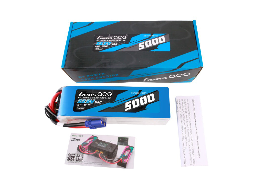 Li-Po G-Tech 6S 22.2V 5000mAh 45C with EC5
