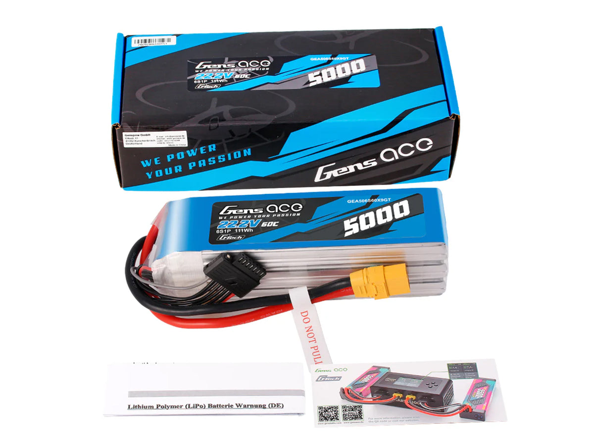Li-Po G-Tech 6S 22.2V 5000mAh 60C with XT90