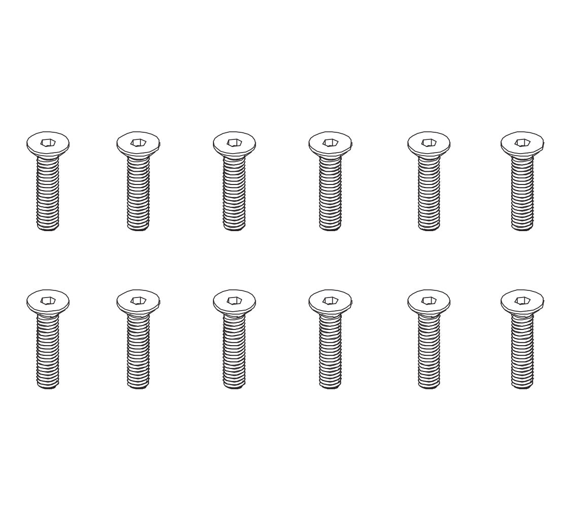 Flat Head Hex Screw HM4*18 12pcs