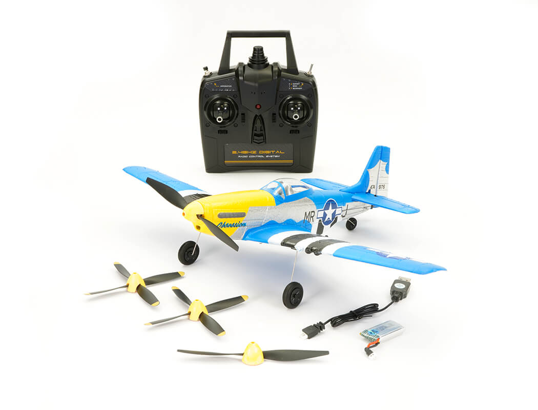 VOLANTEX P-51D MUSTANG V2 BLUE 4CH 400MM BRUSHED W/GYRO RTF