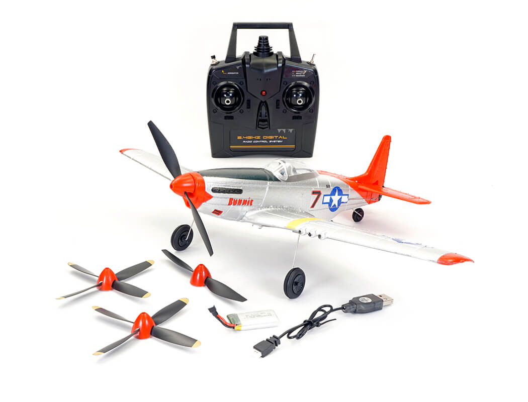 VOLANTEX P-51D MUSTANG V2 RED 4CH 400MM BRUSHED W/GYRO RTF
