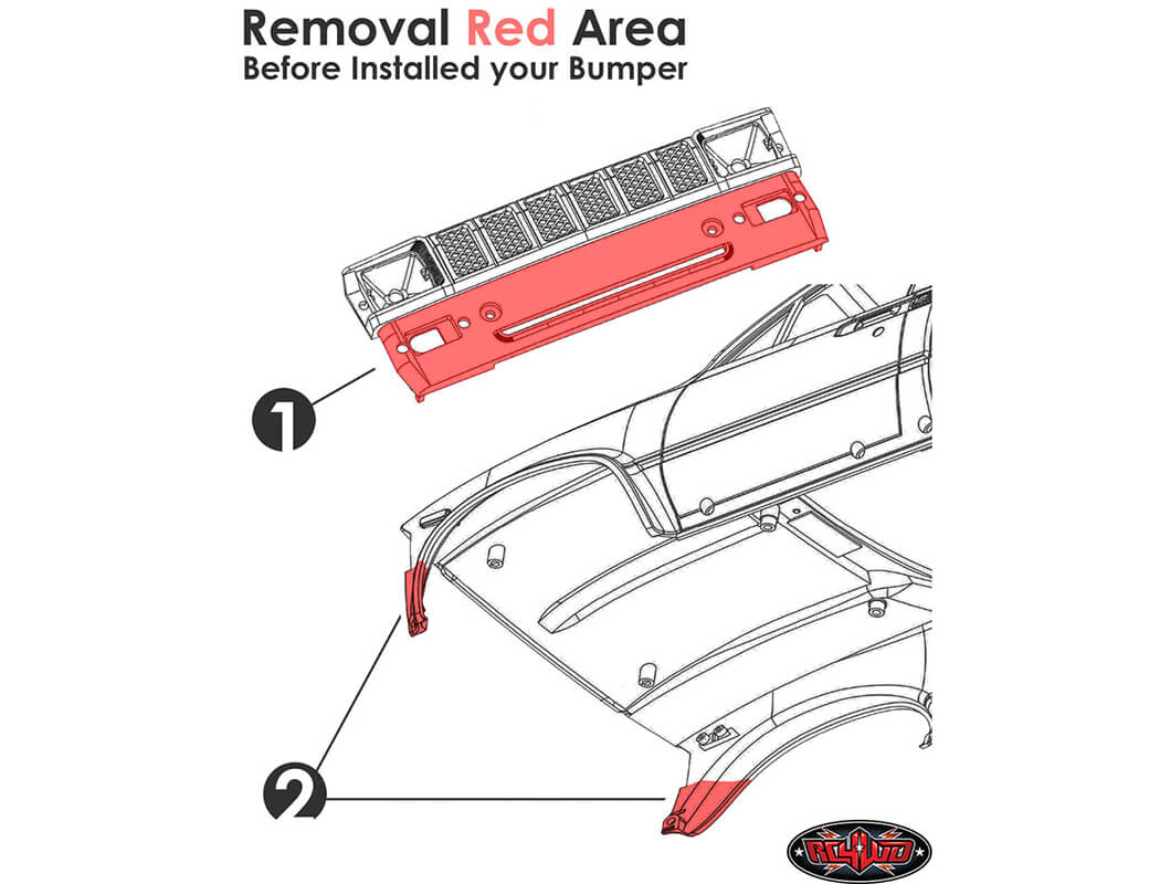 RC4WD ROUGH STUFF METAL FRONT BUMPER FOR RC4WD TRAIL FINDER 2 (HELLA ROUND LIGHTS)