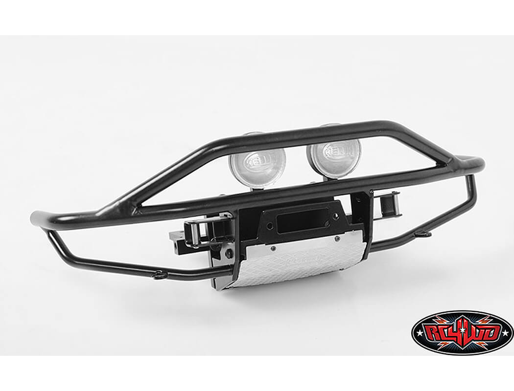 RC4WD ROUGH STUFF METAL FRONT BUMPER FOR RC4WD TRAIL FINDER 2 (HELLA ROUND LIGHTS)