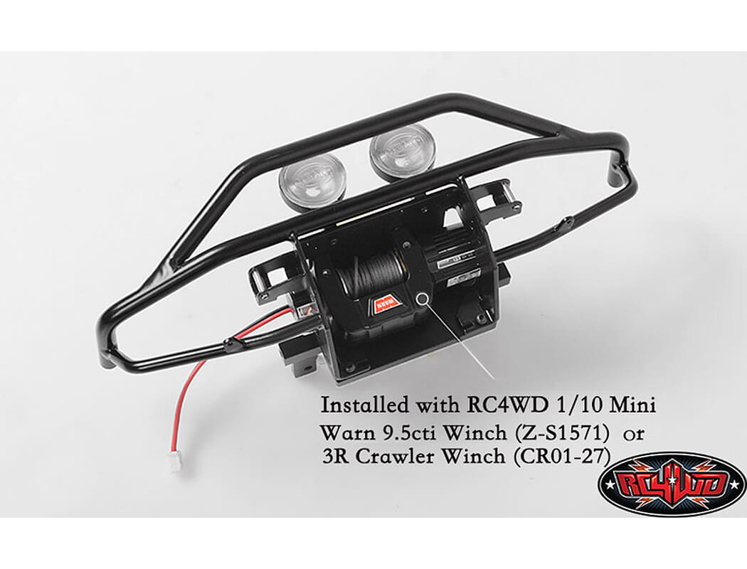RC4WD ROUGH STUFF METAL FRONT BUMPER FOR RC4WD TRAIL FINDER 2 (HELLA ROUND LIGHTS)