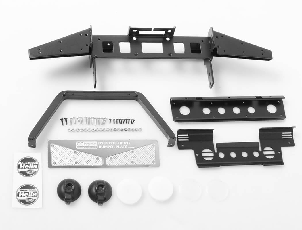 RC4WD METAL FRONT BUMPER W/STINGER & LIGHTS FOR GELANDE II D90/D110