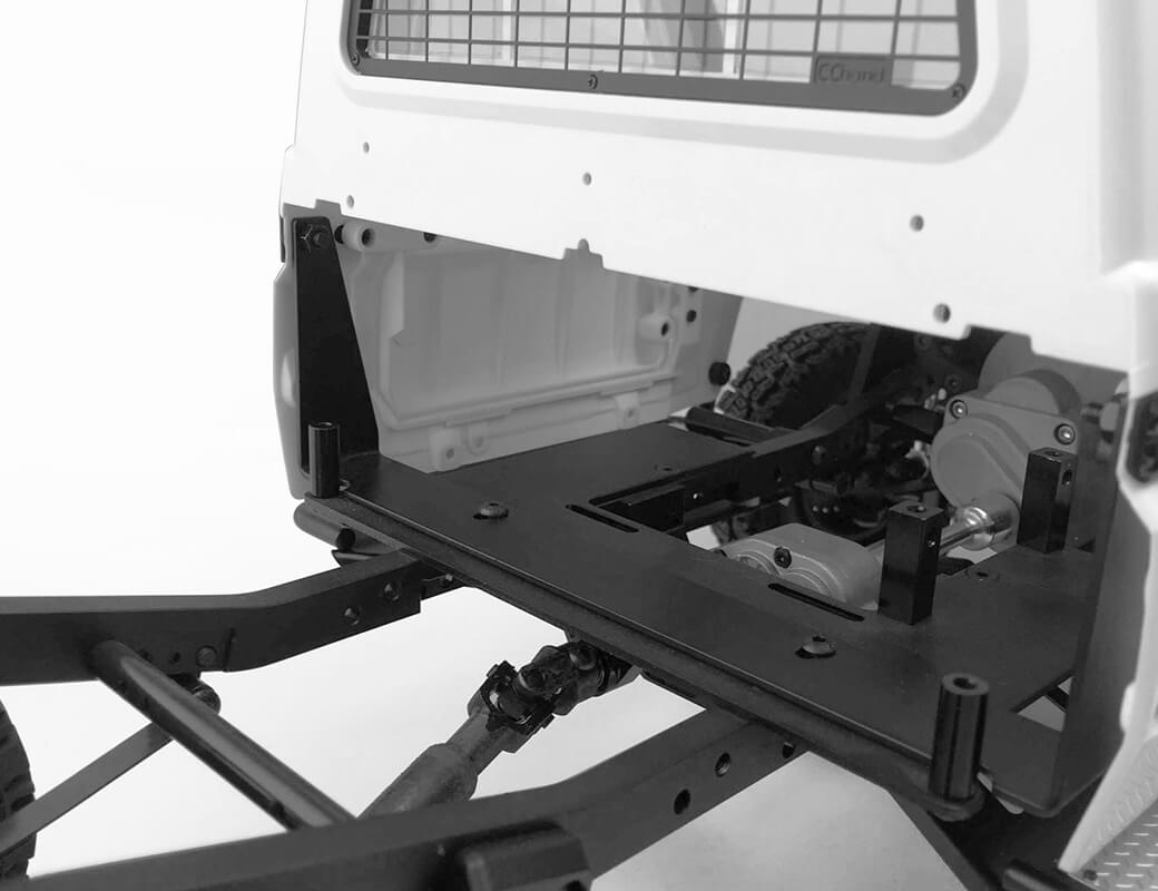 RC4WD KOBER REAR BED W/TYRE HOLDER & MUD FLAPS FOR RC4WD TF2 LWB TOYOTA LC70 (SILVER)