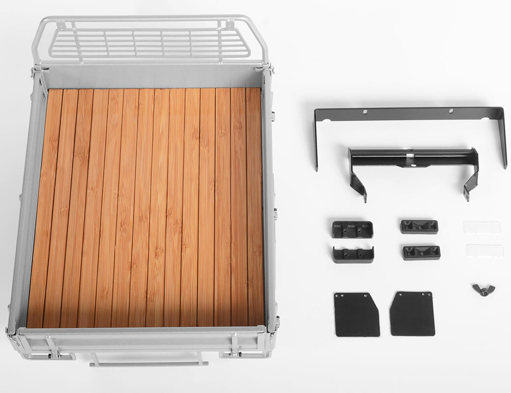 RC4WD KOBER REAR BED W/TYRE HOLDER & MUD FLAPS FOR RC4WD TF2 LWB TOYOTA LC70 (SILVER)