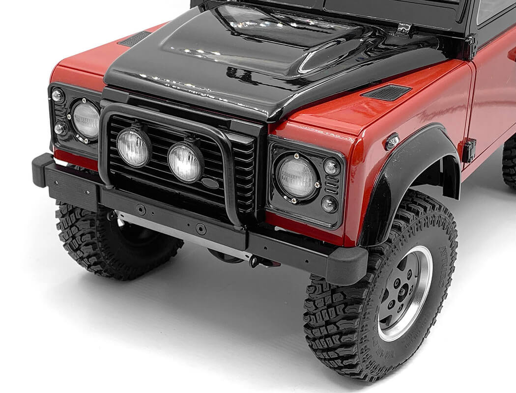 RC4WD STEEL PUSH BAR FRONT BUMPER W/CLEAR FLOOD LIGHTS FOR GELANDE II 2015 LAND ROVER DEFENDER D90