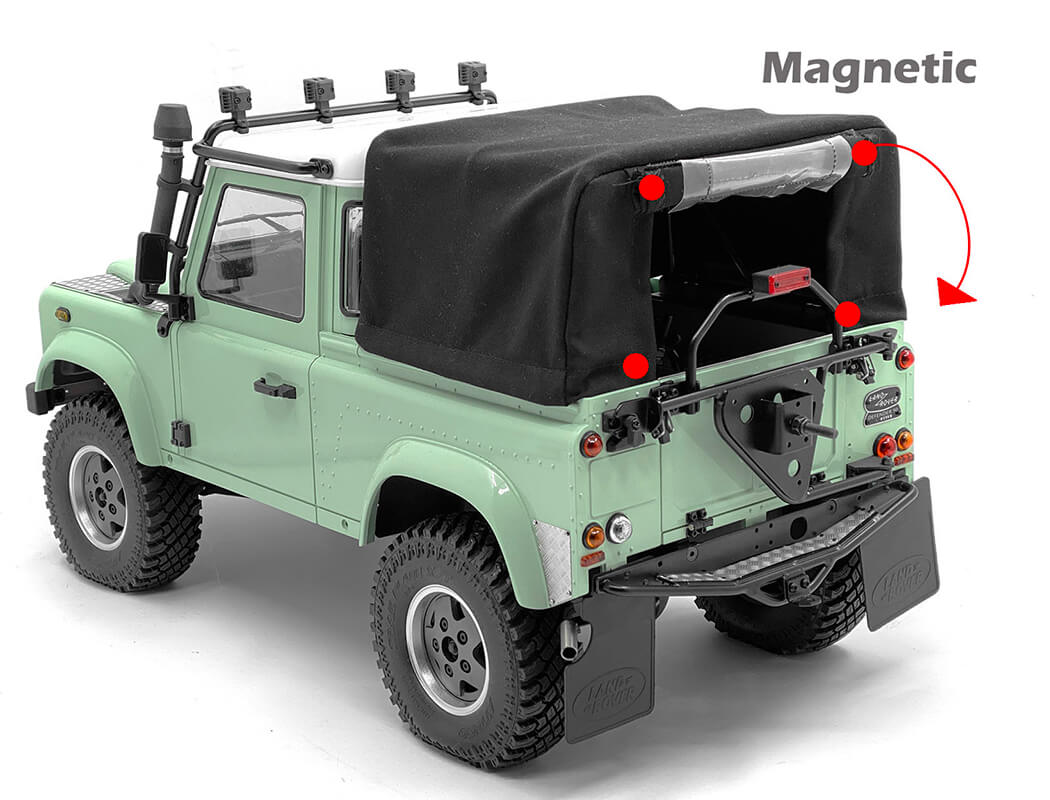 RC4WD STEEL TUBE BED CAGE W/ SOFT TOP FOR GELANDE II 2015 LAND ROVER DEFENDER D90 (PICK-UP) (BLACK)