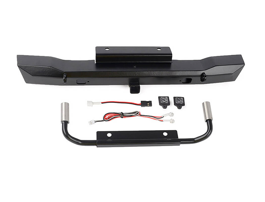 RC4WD EON METAL REAR HITCH BUMPER W/LED & DUAL EXHAUST FOR AXIAL SCX6 JEEP WRANGLER JLU