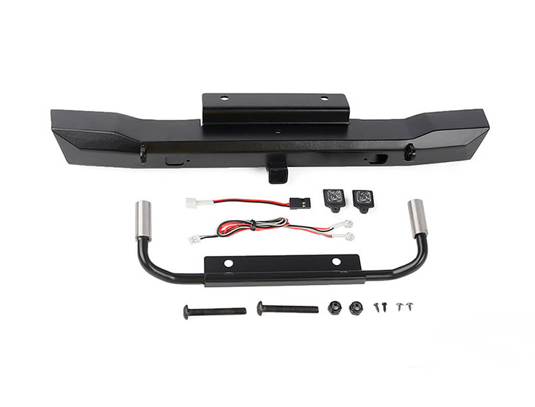 RC4WD EON METAL REAR HITCH BUMPER W/LED & DUAL EXHAUST FOR AXIAL SCX6 JEEP WRANGLER JLU