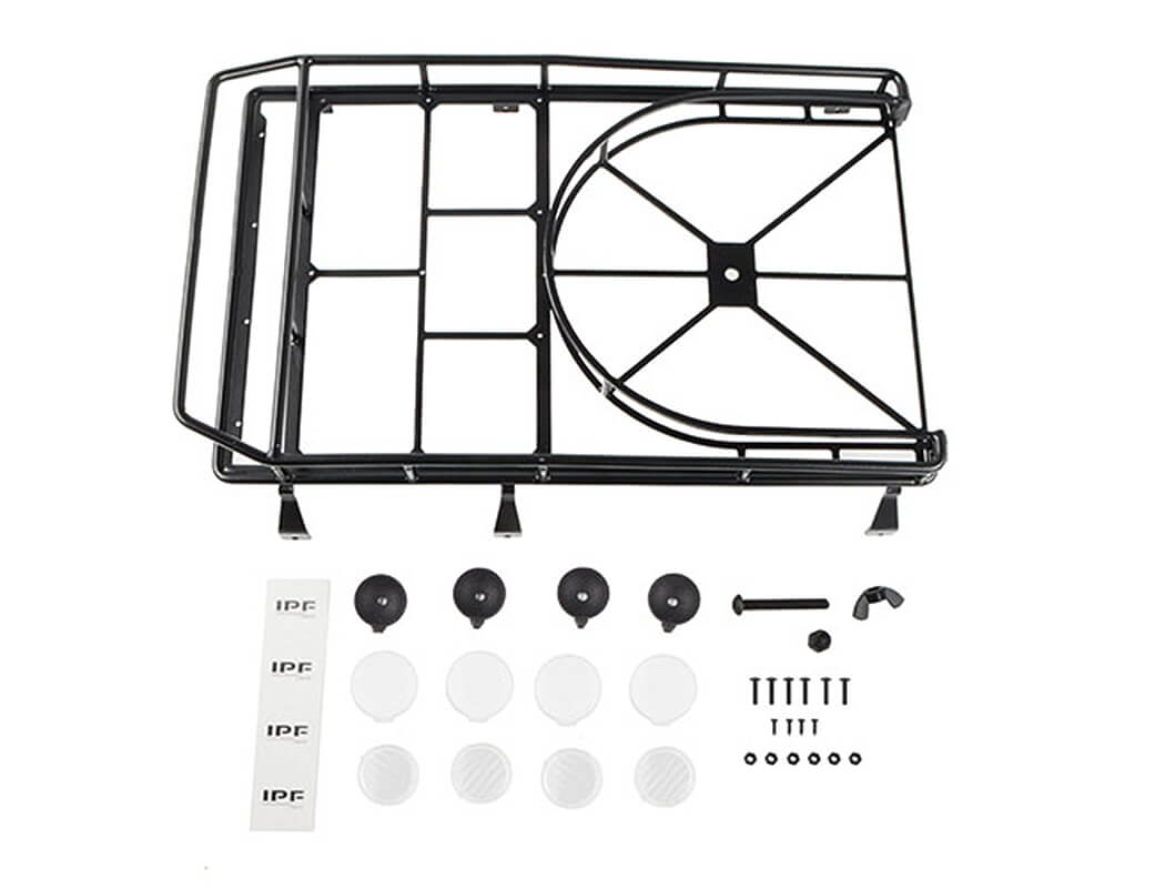RC4WD ROOF RACK WITH TYRE MOUNT & IPF LIGHTS FOR GELANDE II D90