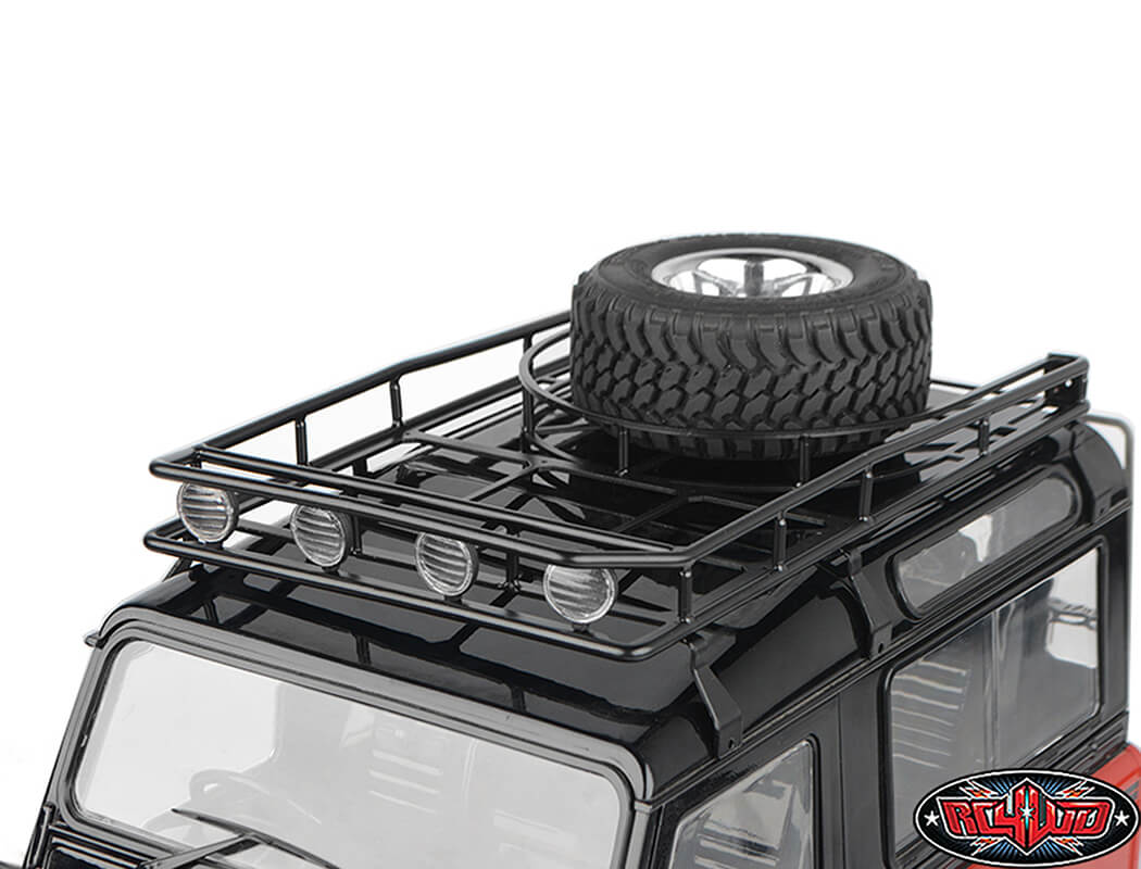RC4WD ROOF RACK WITH TYRE MOUNT & IPF LIGHTS FOR GELANDE II D90