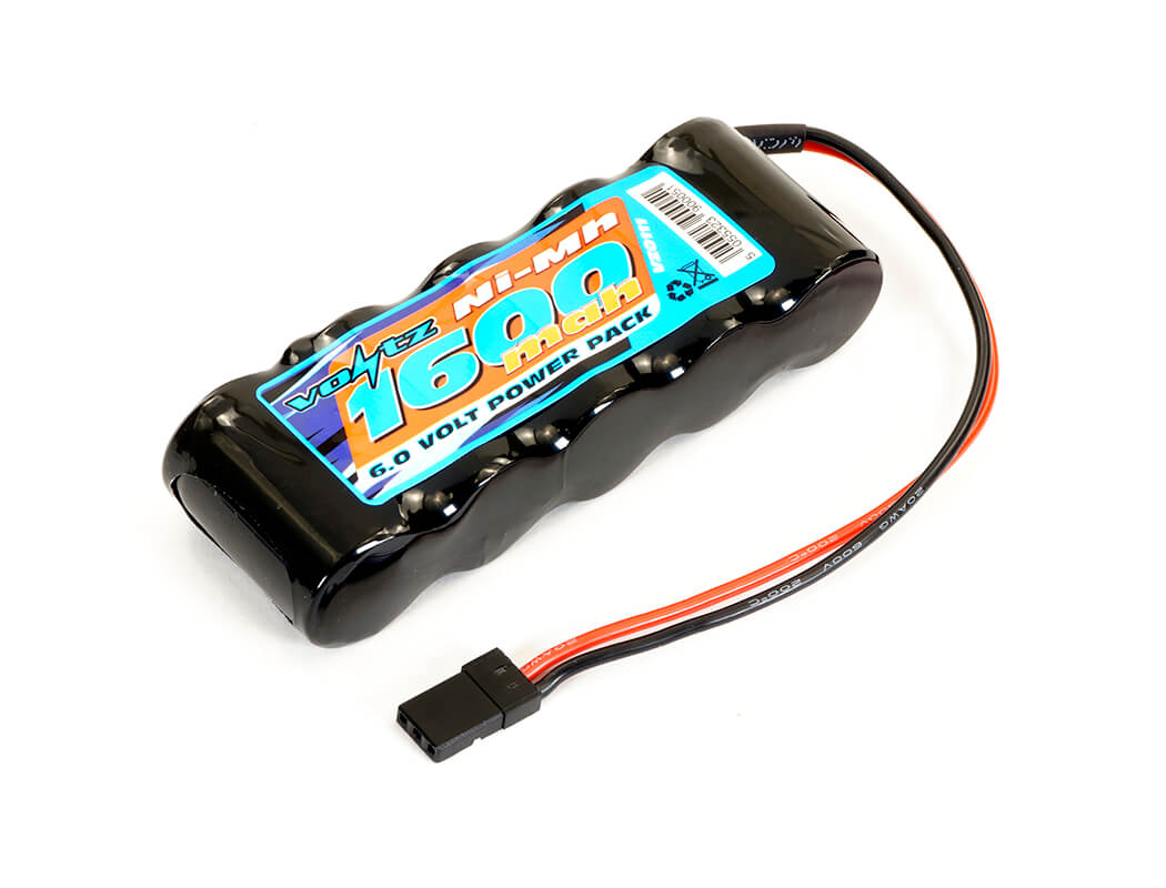 VOLTZ 1600MAH 6.0V RX STRAIGHT BATTERY W/ JR PLUG