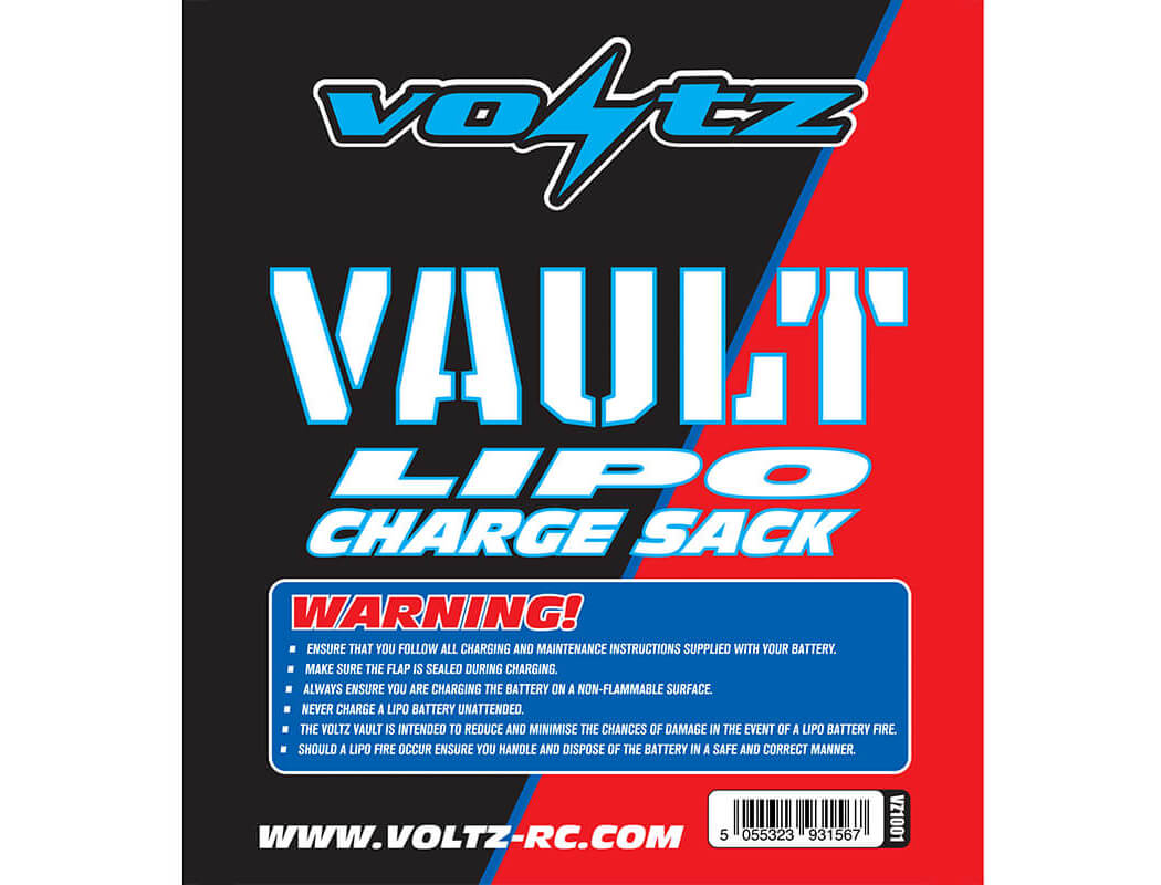VOLTZ CHARGE VAULT LIPO LOCKER BOX/BAG 18.5CM X 7.5CM X 6CM