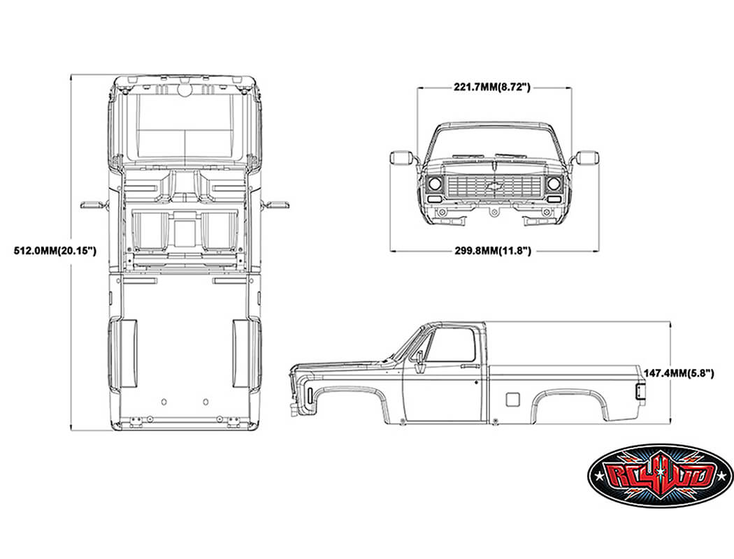 RC4WD CHEVROLET K10 SCOTTSDALE HARD BODY COMPLETE SET (BLUE)