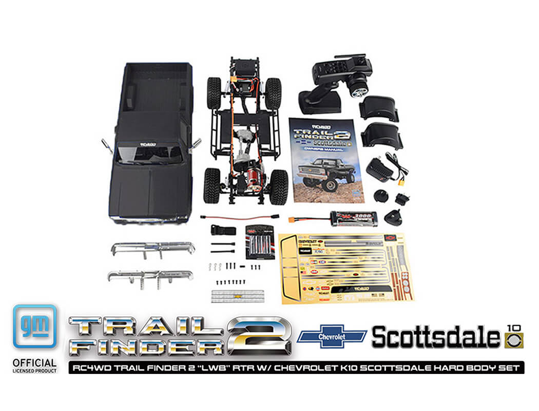 RC4WD TRAIL FINDER 2 LWB RTR W/CHEVROLET K10 HARDBODY BLACK