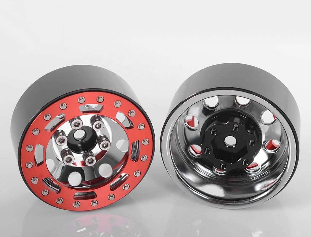 RC4WD TRO 1.7" STAMPED STEEL BEADLOCK WHEELS (RED/CHROME)