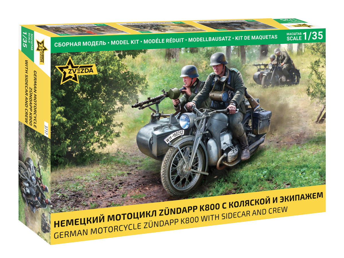 German WWII Zuendapp K800 Motorcycle with Sidecar & Crew